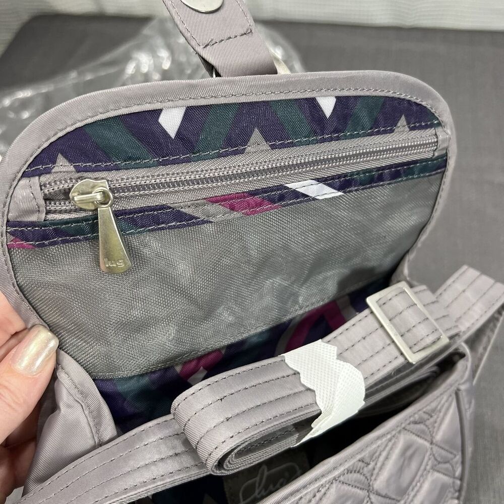 Lug Signature Mini Swing Crossbody Bag Grey Magnetic Flap NWT - Picture 7 of 12